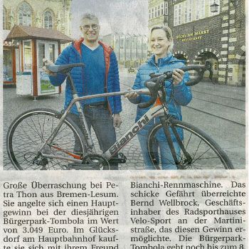 Tombola Veröffentlichung im Weser-Report vom 23.03.22